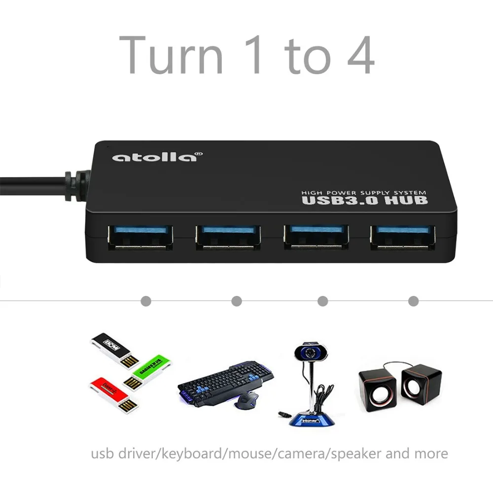 Atolla концентратор данных USB 3 0 4 порта ультра тонкий портативный мульти порт