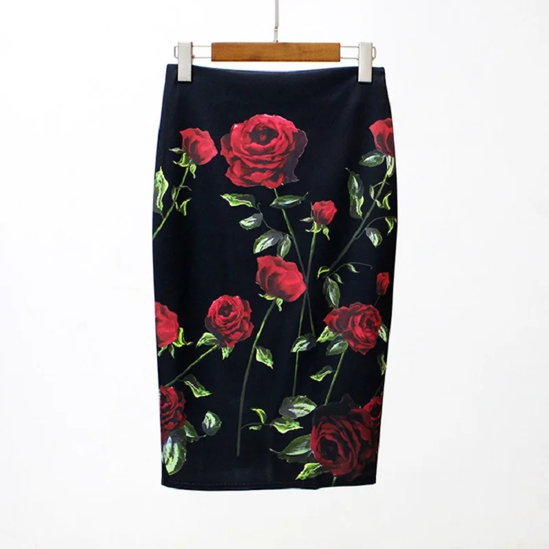 2018 весна лето новый формальный Элегантный цветочный принт тонкая юбка офисная