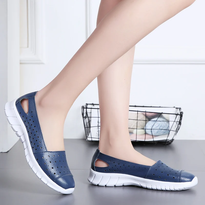 STQ/Осенняя женская обувь на плоской подошве Балетки из натуральной кожи с