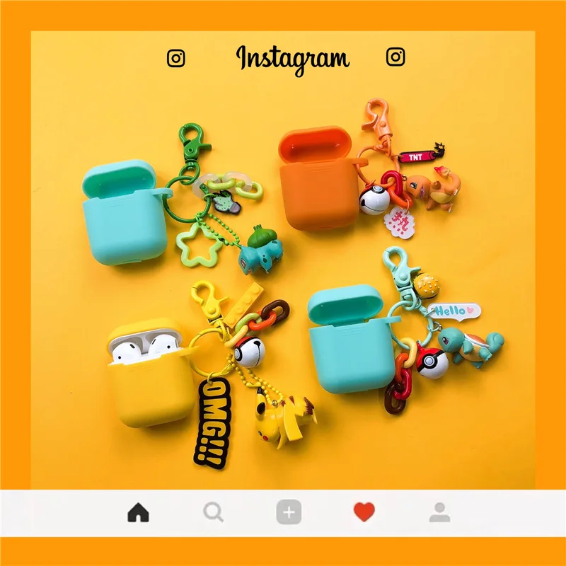 Милый мультфильм Пикачу Бульбазавр Squirtle Charmander Кукла Брелок для AirPods Беспроводная bluetooth-гарнитура защитный чехол