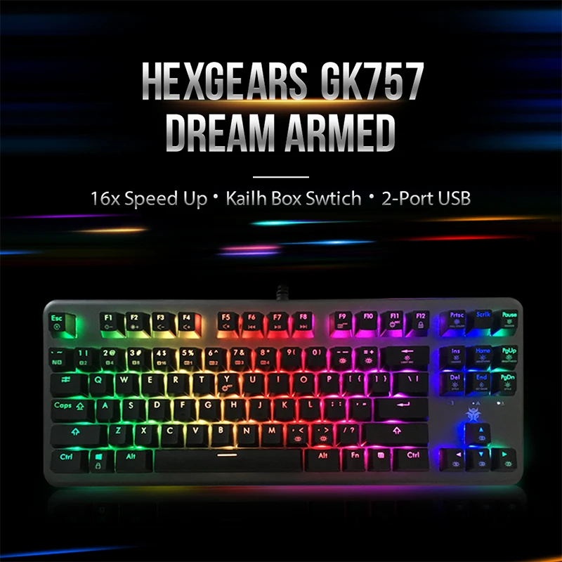 Hexgeards GK757 Kailh коробка переключатель механическая клавиатура 87 клавишные колпачки