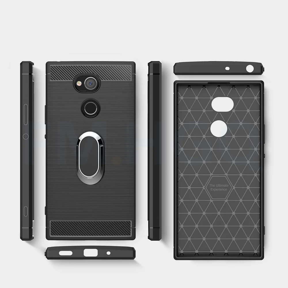 Мягкие ТПУ чехлы из углеродного волокна для Sony Xperia XA2 магнитный автомобильный