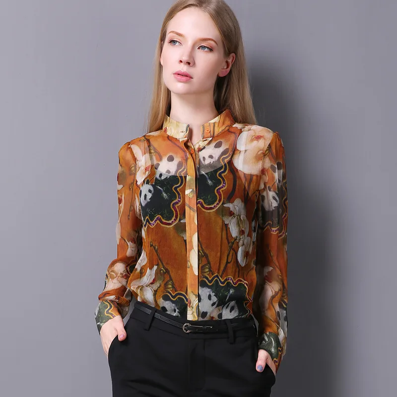 

Рубашка из 100% шелка и шифона, женская рубашка из шелка тутового шелкопряда с цветочным принтом, новый стиль Desigual для осени и зимы