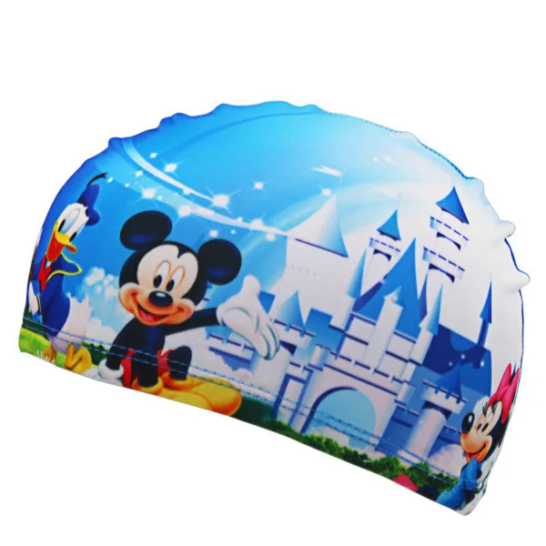 New Cute Cartoon Print Swimming Caps for Children Kids Polyster Pool Swim Caps for Long Hairs Swim Hat Bathing Caps for Baby
