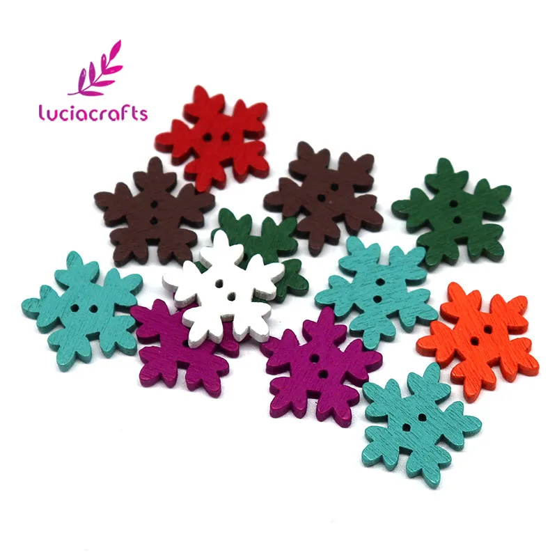 Lucia crafts 12 шт 17 мм/18 мм/25 мм 2 отверстия Рождественская Снежинка деревянные пуговицы для шитья скрапбукинга DIY украшения E0119