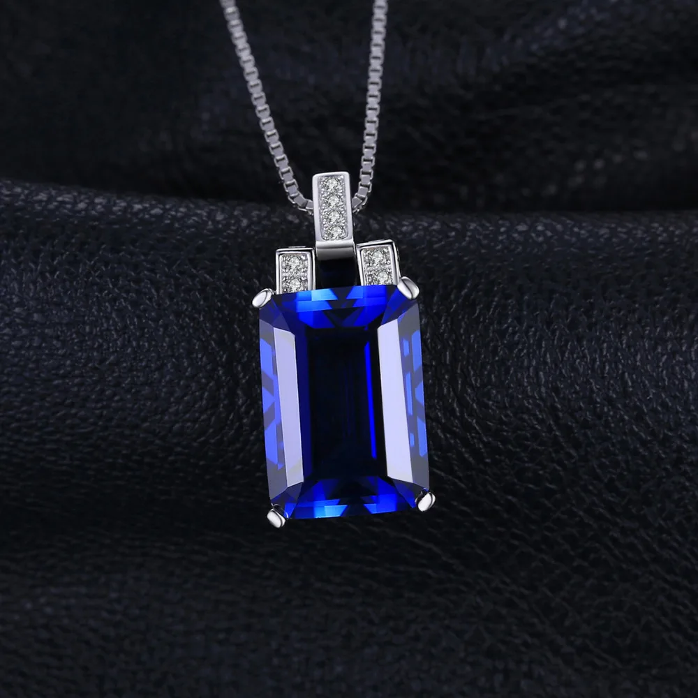 JewelryPalace Роскошные Изумрудный Cut 9.4ct Создана в Синий Сапфир Подвеска Подлинная