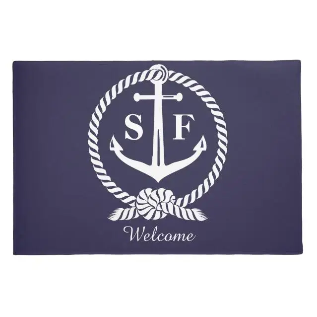 Морской персонализированный Придверный коврик с монограммой классический