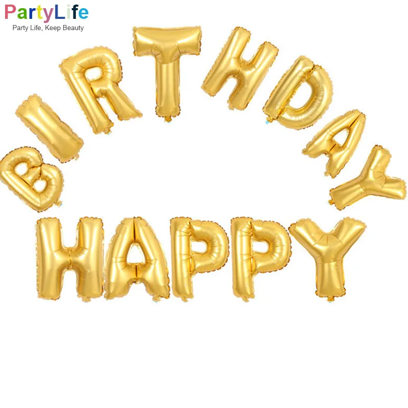 16-дюймовая Золотая алюминиевая фольга шарик в форме букв для свадьбы праздника и