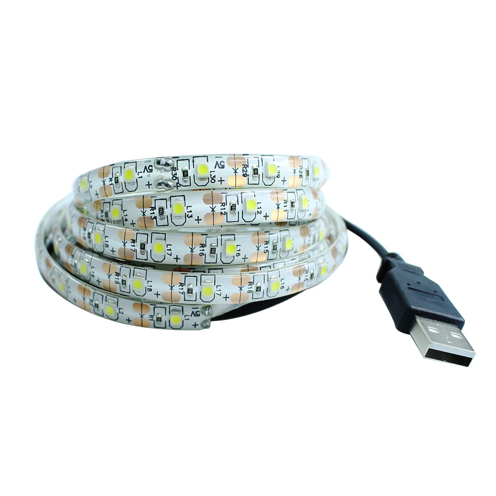 50CM 1M 2M 3M 4M 5M USB LED Strip Light DC 5V 3528 SMD IP65 Waterproof RGB Flexible tape ribbon TV Background Lighting | Освещение