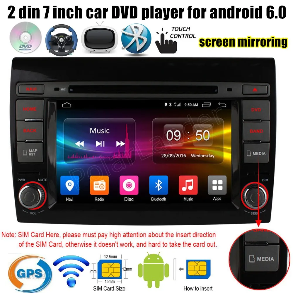Магнитола 2 din для Fiat Bravo 2007-2012 7 дюймов GPS 4G SIM LTE четырехъядерный процессор стерео