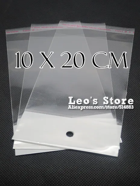 

10x20cm Self Adhesive OPP Bag With Hanging Hole, Clear Header Plastic Bag,Supermarket Bag,wholesale free shipping