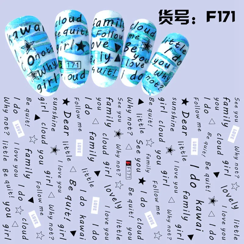 1 лист 3D наклейки для дизайна ногтей с надписью Love Bady Luck|nail art stickers|art stickersadhesive nail |