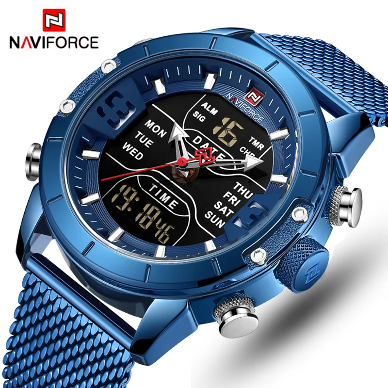 Часы NAVIFORCE мужские спортивные армейские цифровые светодиодные кварцевые из