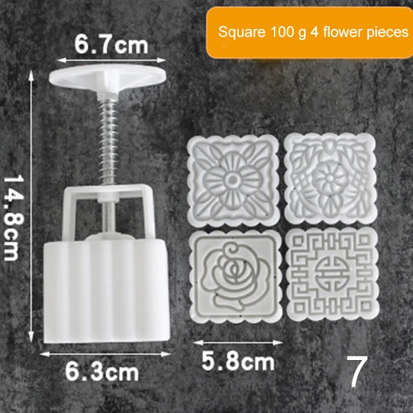 3 / 5pc square round moon cake mold hand molding machine mold, with flower print DIY mold pastry moon cake-TP