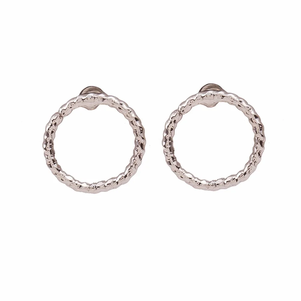 

Simple Style Closed Round Metallic Rope Small Hoop for Women Stud Earrings