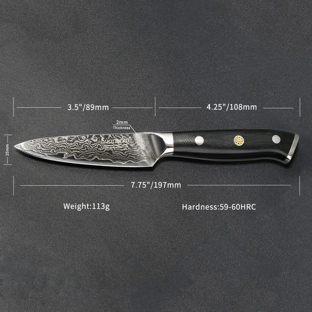 SUNNECKO Премиум 3 5 &quotдюймовый нож для очистки овощей Дамасская сталь кухонные ножи