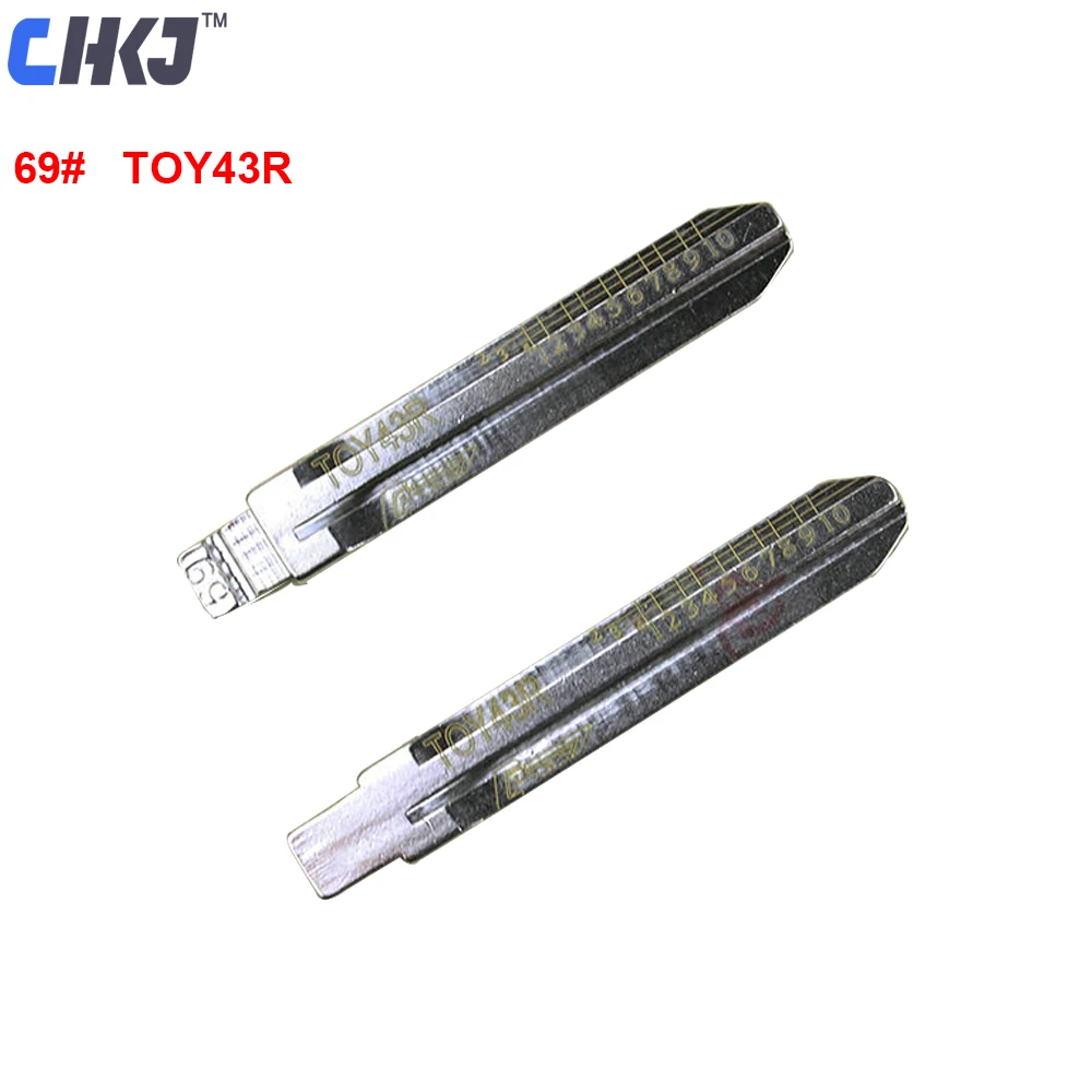 

CHKJ 10pcs/lot Engraved Line Key NO.69 For Subaru XV Old Toyota Key Blanks For 2 in 1 Lishi TOY43R