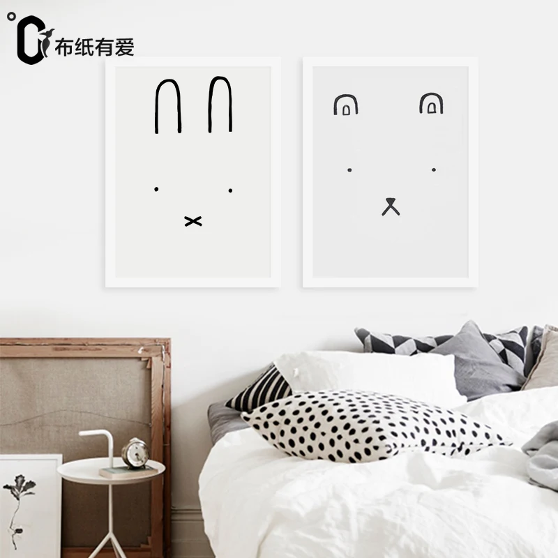 Смайлик скандинавский стиль черно белые настенные принты художественные