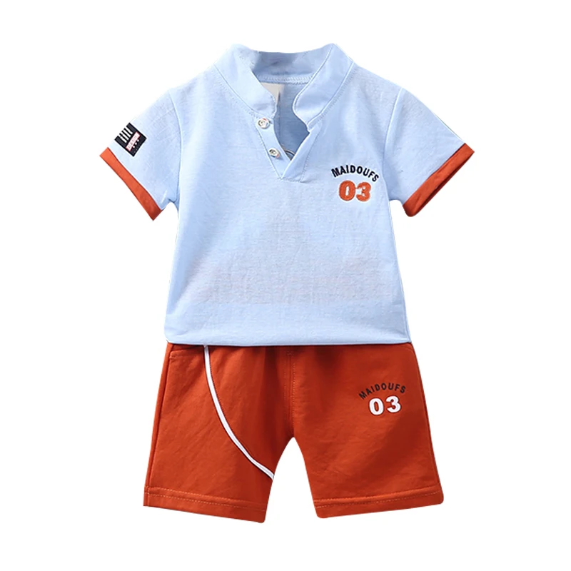 Комплект летней одежды для маленьких мальчиков хлопковая футболка с коротким