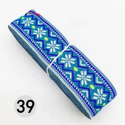 39 7 м/лот, тканая жаккардовая лента шириной 3,3 см, отделка геометрическим тотемным узором для штор и аксессуаров одежды, кружевная ткань HB188 - Цвет: 39