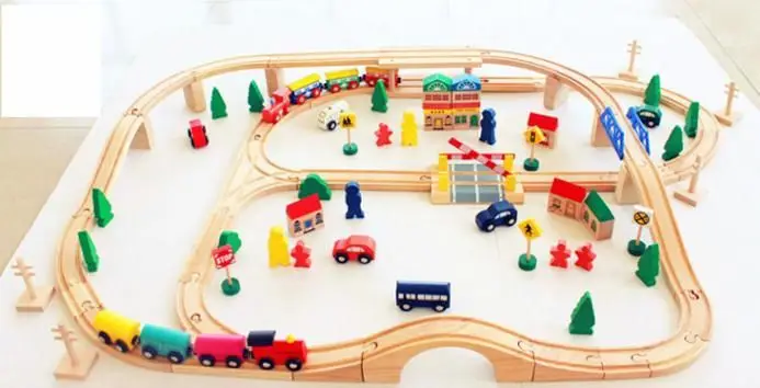 100 шт./компл. набор деревянных треков из бука для поездов игрушки детей