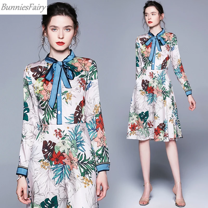 BunniesFairy 2019 Лето Осень женское французское элегантное винтажное Ретро Цветочное