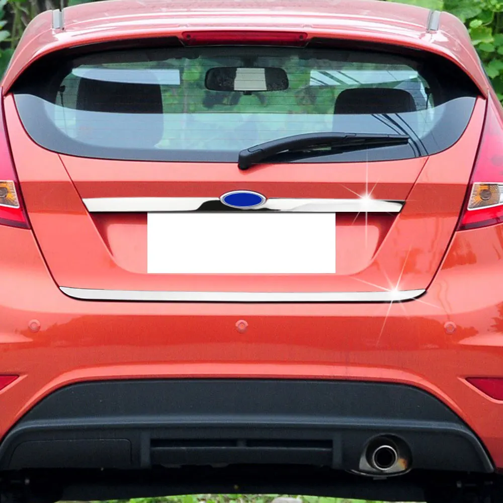 Задняя дверная ручка крышка багажника Накладка багажника Наклейка для Ford Fiesta 2009- хэтчбек хромированная литье акцент Стайлинг полоса