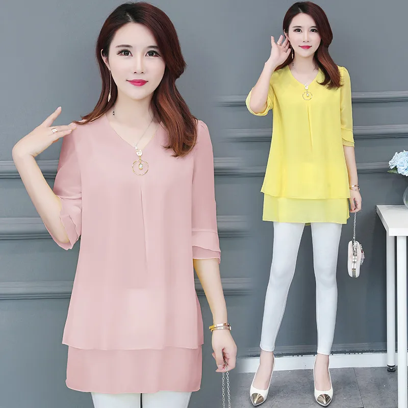 

Новинка 2020, летняя женская шифоновая рубашка, повседневные свободные рубашки с коротким рукавом, женская блузка, V644