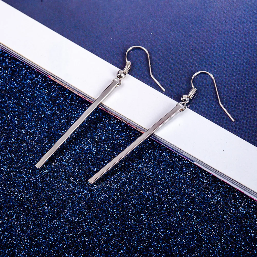 Длинные прямые висячие серьги с золотым и серебряным покрытием женские