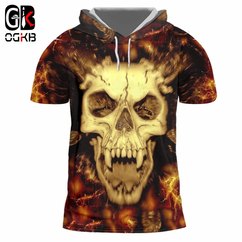 Футболка с капюшоном OGKB летняя футболка в стиле хип-хоп коротким рукавом и