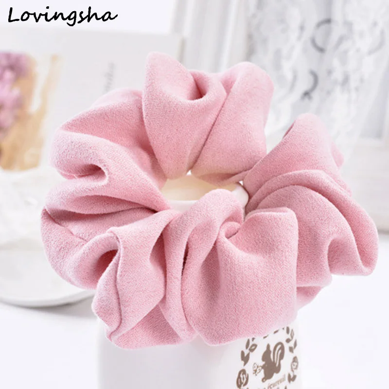 Розовый LOVINGSHA Light Color Women Hair Accesorios Pelo Brand Women Hair Tie Scrunchie Ponytail Hair Holder Rope CHD007 - Цвет: Розовый