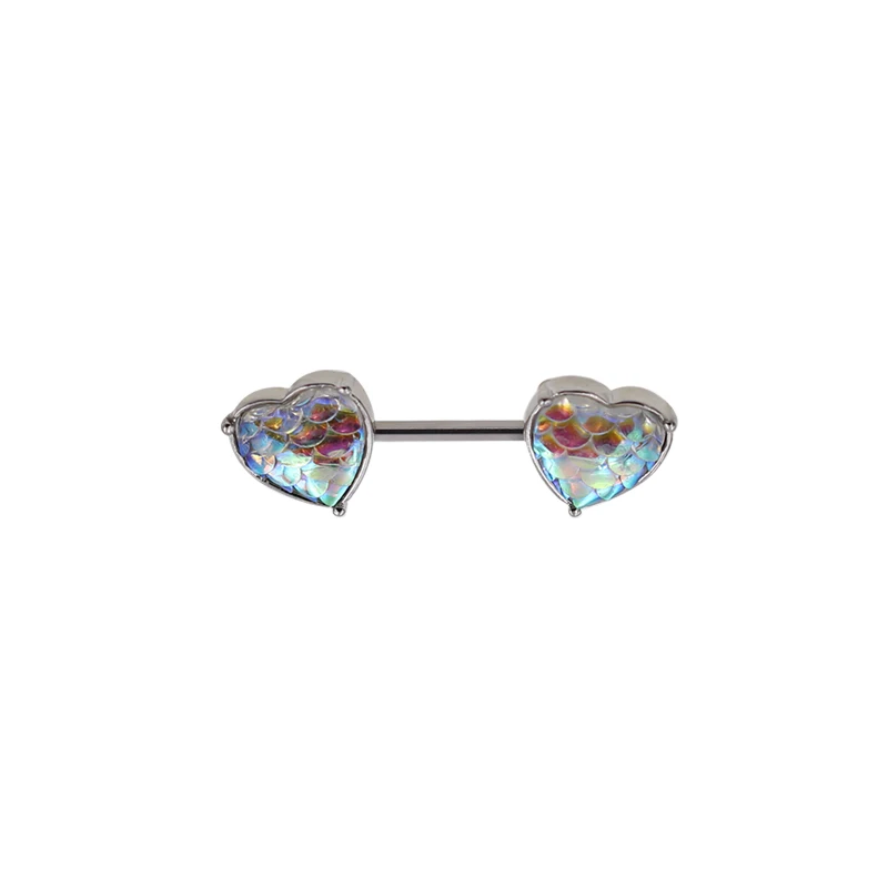 Silver white Heart Starbeauty 6 видов штанги для сосков в форме цветка розы в форме сердца 14 г штанги для пирсинга, ювелирные изделия для женщин, модные сексуальные украшения - Окраска металла: Silver white Heart