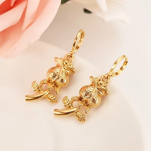 Gold Dubai India heart flower rose dangle Earrings Necklace Jewelry Sets for Women Girls wedding bridalJewelry accessories gift | Украшения
