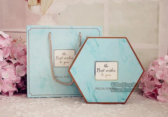 Шестигранная Большая Мраморная дизайнерская бумажная упаковочная коробка