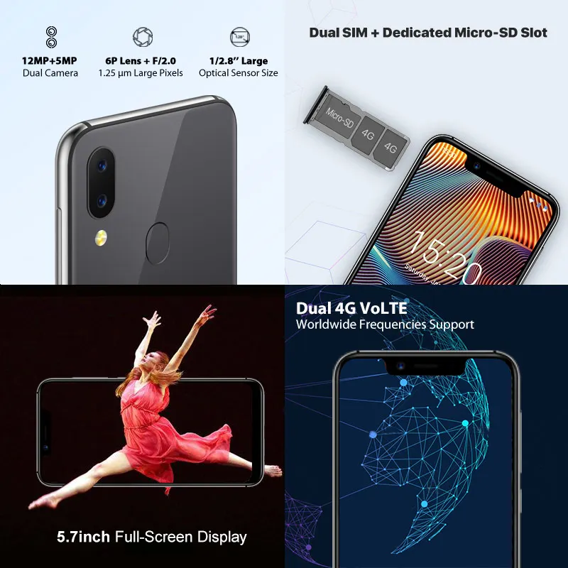 UMIDIGI A3 Pro глобальная лента 5 7 &quot19:9 полноэкранный смартфон 3 ГБ + 16 GB/32 GB Quad core Android 8 1