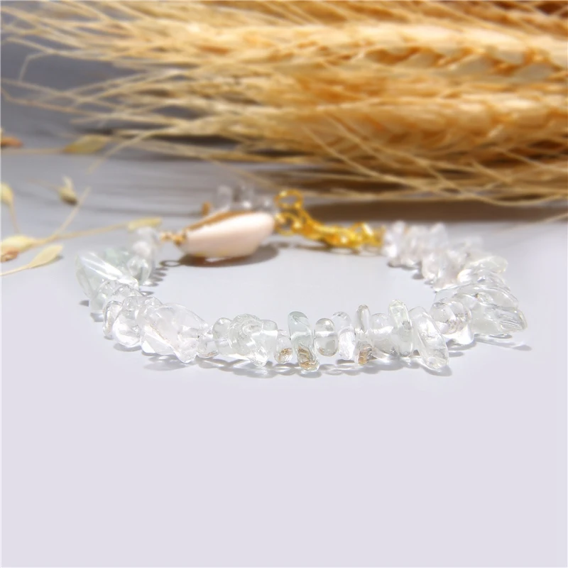 Cowrie Shell Bracelet Natural Stone Chips Crystal Seashell Hand Chain Bracelet for Women Femme Beach Jewelry Bohemian
