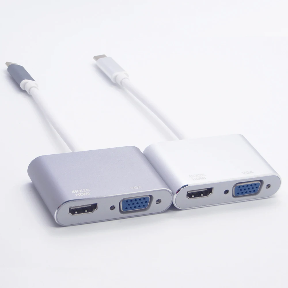 USB C Type к 4K 60Hz HDMI VGA адаптер 2 в 1 3 конвертер кабель для ноутбука Apple Новый Macbook Google
