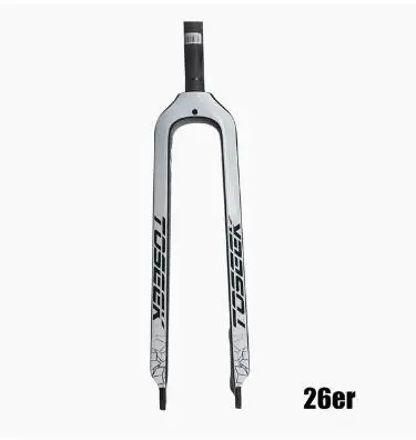 26er white TOSEEK 26/27. 5/29 дюймов труба из углеродистого волокна 3K полностью из углеродного волокна, 1-1/" Велосипедная вилка Mtb горный велосипед вилка, части велосипеда - Color: 26er white
