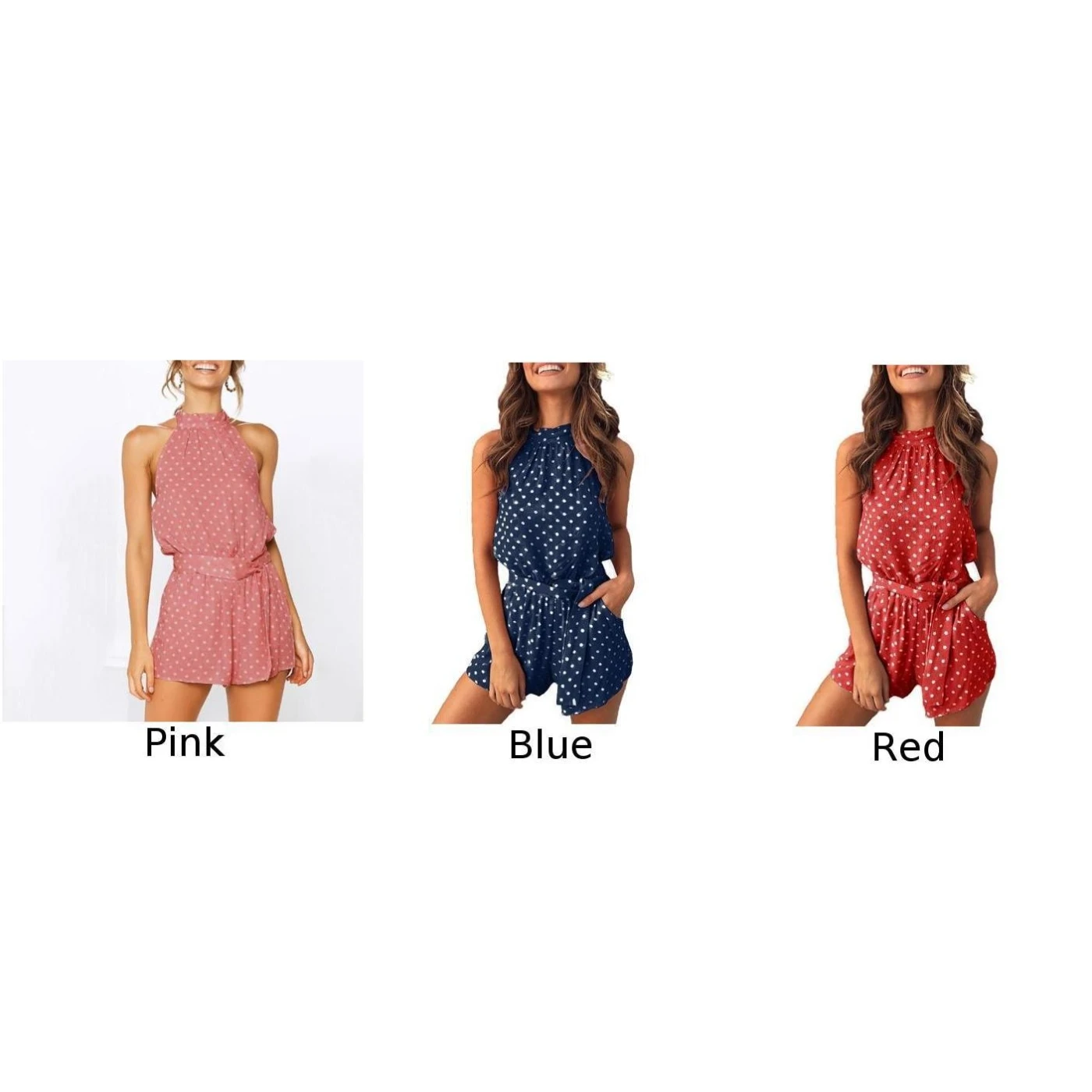 Женский комбинезон с лямкой на шее летний модный короткий поясом женский |