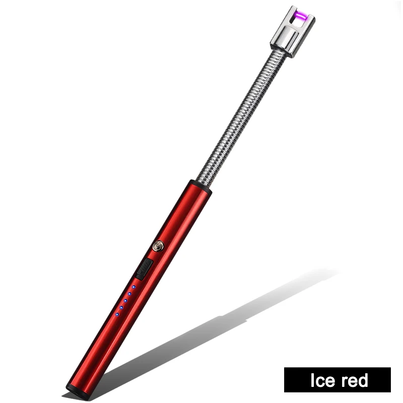 Ice red 1 шт. электрическая зажигалка с подключением к USB 360 градусов вращения перезаряжаемое Беспламенное ветрозащитное цинковый сплав TN99 - Цвет: Ice red