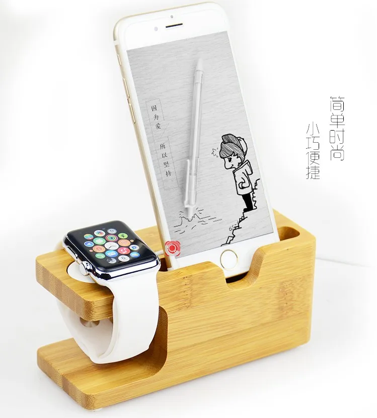 Real Bamboo Wooden Mobile Phone Stand Wood Holder Universal for Watch iPhone 6 7 6s 6plus 5 5s Plus Cradle | Мобильные телефоны и
