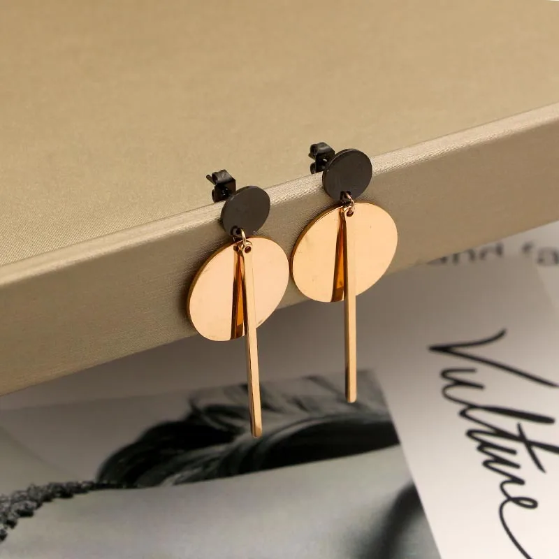 2018 Мода Любовь двойной черный круглый длинными квадратный Серьги-гвоздики