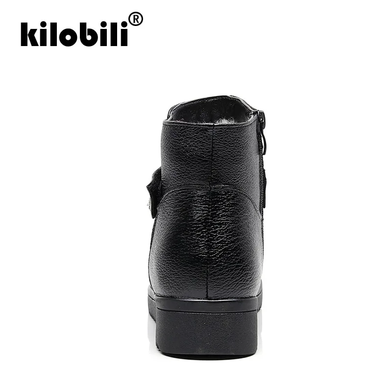 Kilobili/2019 г. зимние женские ботинки из коровьей кожи повседневные шерстяные
