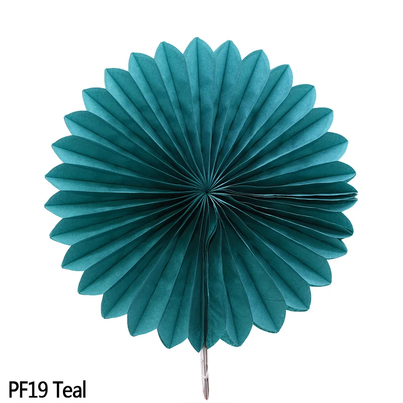 PF19 Teal 5 шт. 10/15/20/25 см бумажный веер вертушка круглый Фонари для свадьбы, праздника, вечерние висит с цветочным узором на день рождения Набор сделай сам DIY 8z - Цвет: PF19 Teal