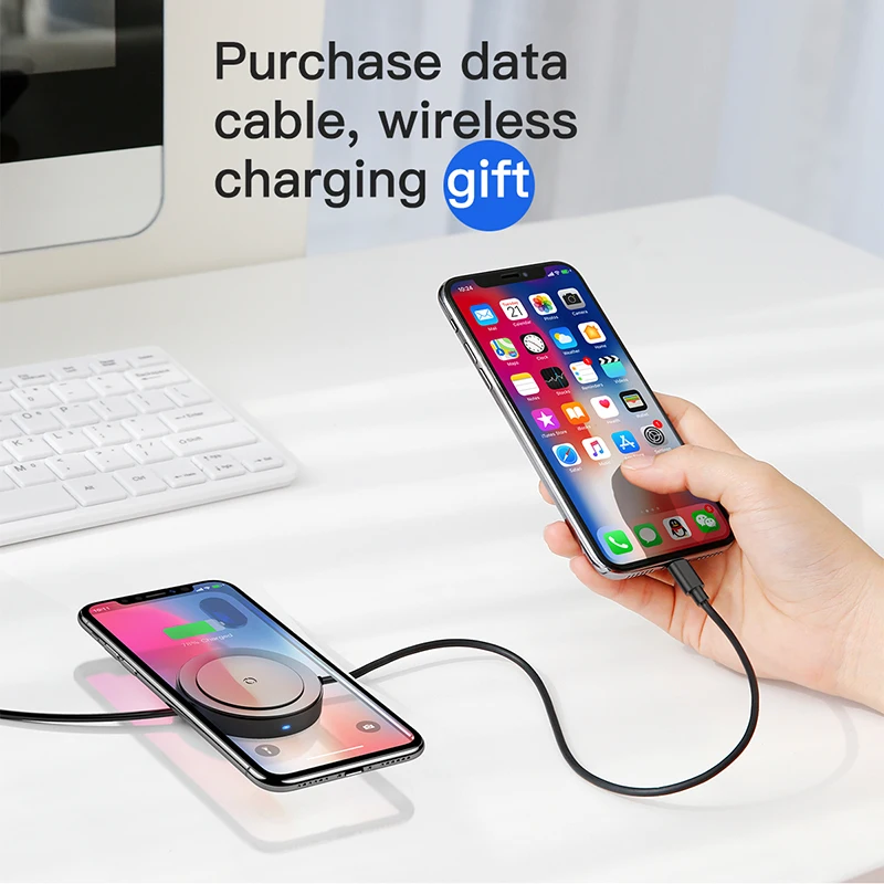 Baseus USB кабель для передачи данных для iPhone XS Max XR X 8 samsung S9 S8 Беспроводной зарядки Зарядное устройство быстрой зарядки Беспроводной Зарядное устройство кабели для передачи данных