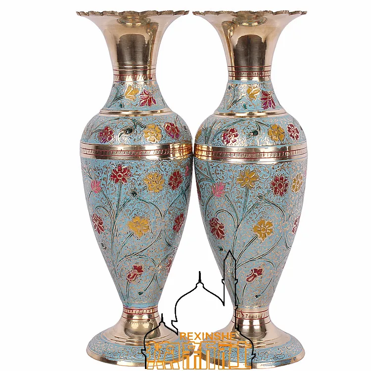 

India imported bronze hand painted carving flower vase fashionablecharacteristic gifts home furnishings vase