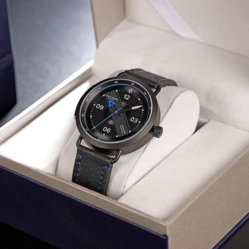 Набор из черного кожаного ремня и Reef Tiger Limited Edition Discover PVD|Мужские механические