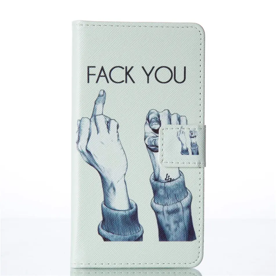 Fack You Роскошный кожаный чехол для huawei P20 P9 P8 Lite Mini P Smart Honor 9 Lite 8 6 5C 4C Enjoy 7 7S Чехол-кошелек с подставкой P23Z - Цвет: Fack You