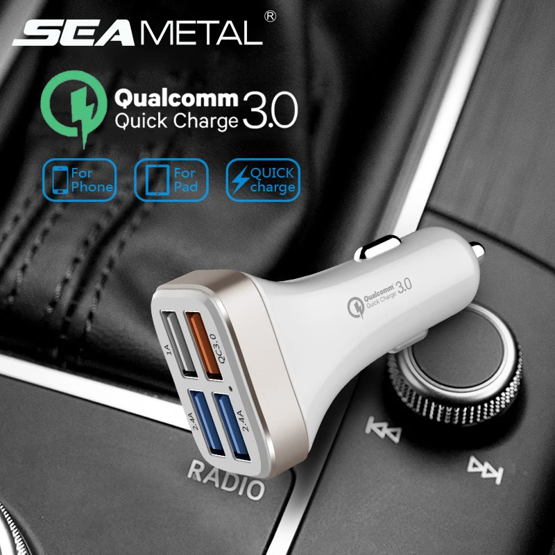 Автомобильное зарядное устройство Quick Charge 3 0 с 4 USB портами и адаптером для