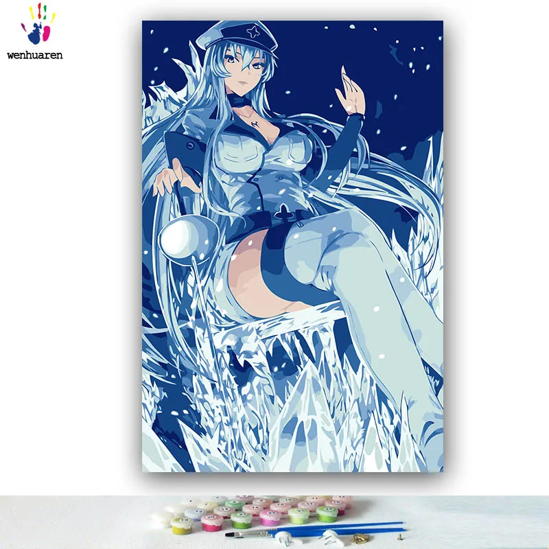 DIY картинки для раскраски по номерам с цветами Akame ga KILL! Японская манга картина Рисование по номерам в рамке - Цвет: 5576